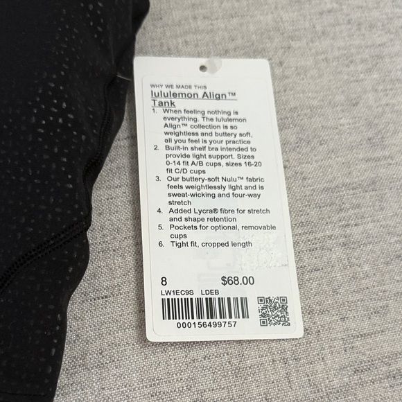 Lululemon Athletica Align Black Patterned Sports Bra Tank - Picture 2 of 3